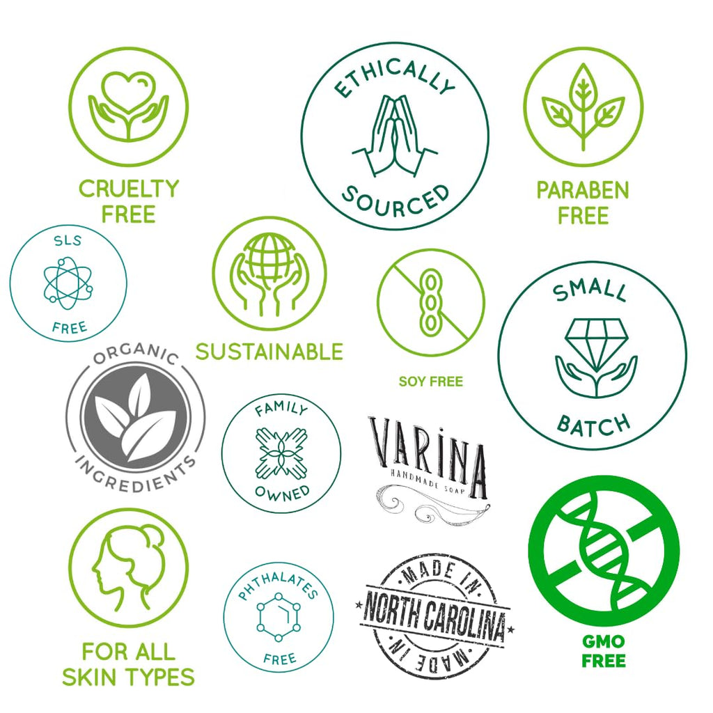 Varina Organic Peppermint Bar Soap - Gentle Cleansing for Sensitive Skin, Herbal and Mint - 3 Pack