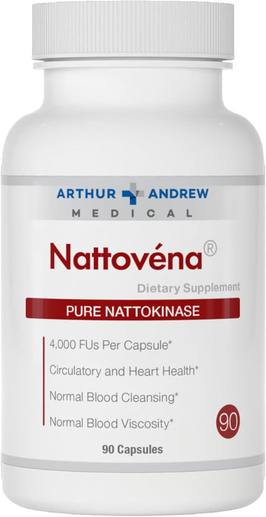 Arthur Andrew Medical, Nattovena, Pure Nattokinase Supplement, Double Strength 4,000 FUs per Capsule, 90