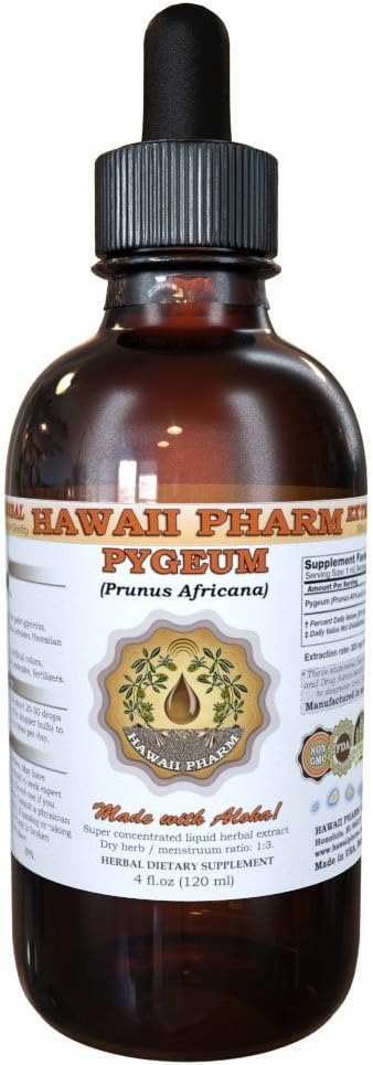 Pygeum (Pygeum Africanum) Liquid Extract, Tincture, Herbal Supplement, Hawaii Pharm, Made in USA, 4 fl.oz (120ml)