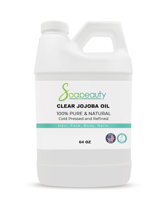 Soapeauty Clear Jojoba Oil | 100% Pure & Natural | Refined, Cold Pressed, Hexane Free | Moisturizing Oil for Skin, Face, Hair & Nails | 64 fl oz
