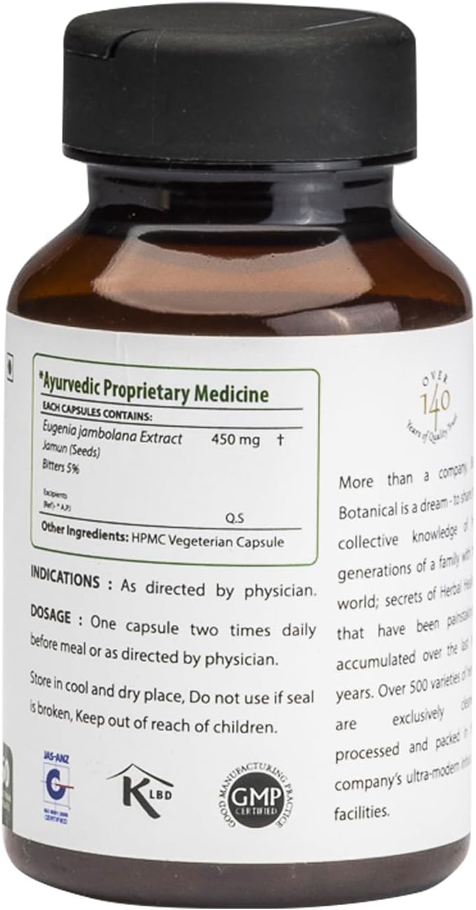 bixa BOTANICAL Jamun Extract Capsule (Black Plum) (Eugenia Jambolana) | Herbal Supplement | Supports Proper Digestion (60 Count (Pack of 1))