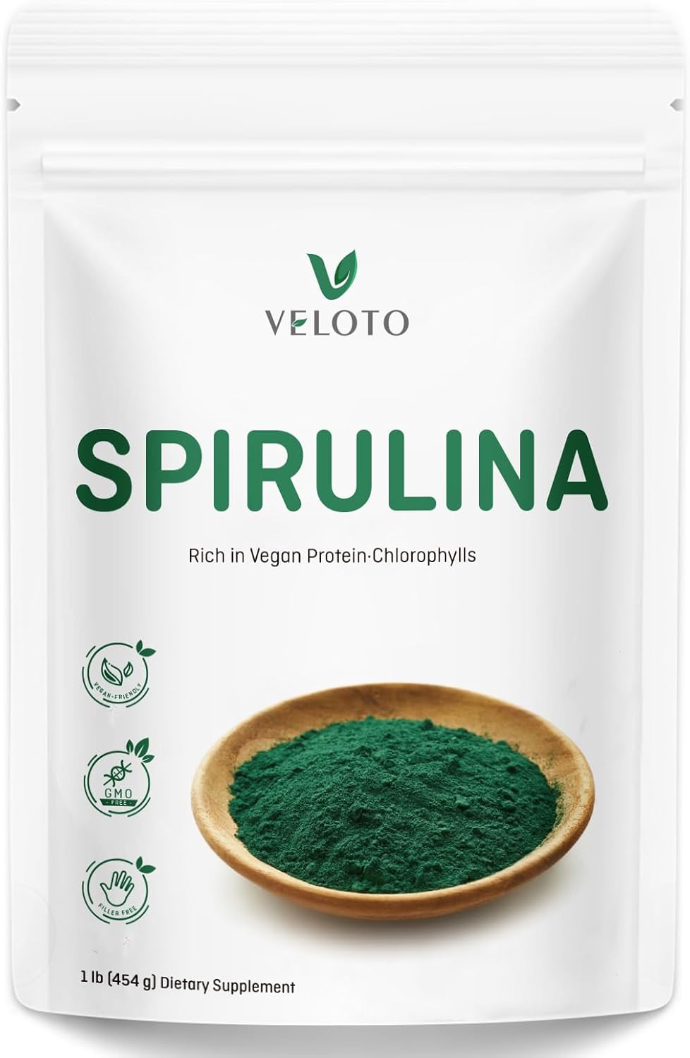 Spirulina Powder, Spirulina Superfood Powder, Natural Antioxidants & Vitamins Supplement, Pure Vegan Protein for Immune Support, Non-GMO. Gluten-Free, 1 Pound (16 Ounce)