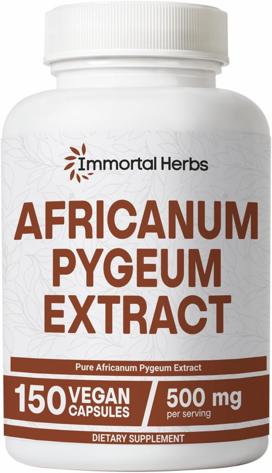 Africanum Pygeum 500mg, 25:1 Extract, 150 Pills, Extra Strength Pygeum Supplement for Men and Women, Non-GMO and Gluten-Free Bark Extract Capsules, 5 Months Supply