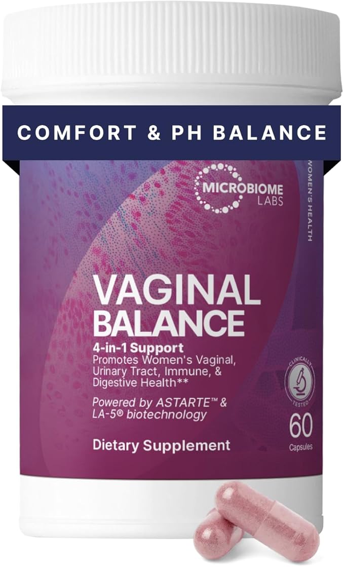 Microbiome Labs Vaginal Balance - Vaginal Probiotics for Women with Lactobacillus Gasseri - Feminine Care to Encourage pH Balance for Women, Reduce Discomfort & Support Gut Health (60 Capsules)