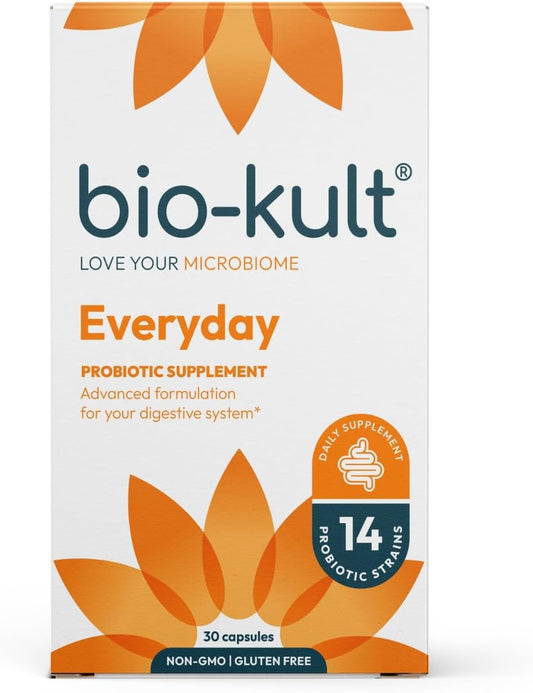 Bio-Kult Gut Health Probiotic Supplement, 14 Strains, Probiotics for Women & Men, Immune Support, Digestive Health, Shelf-Stable, Non-GMO and Gluten-Free, Capsules, 30 Count (Pack of 1)