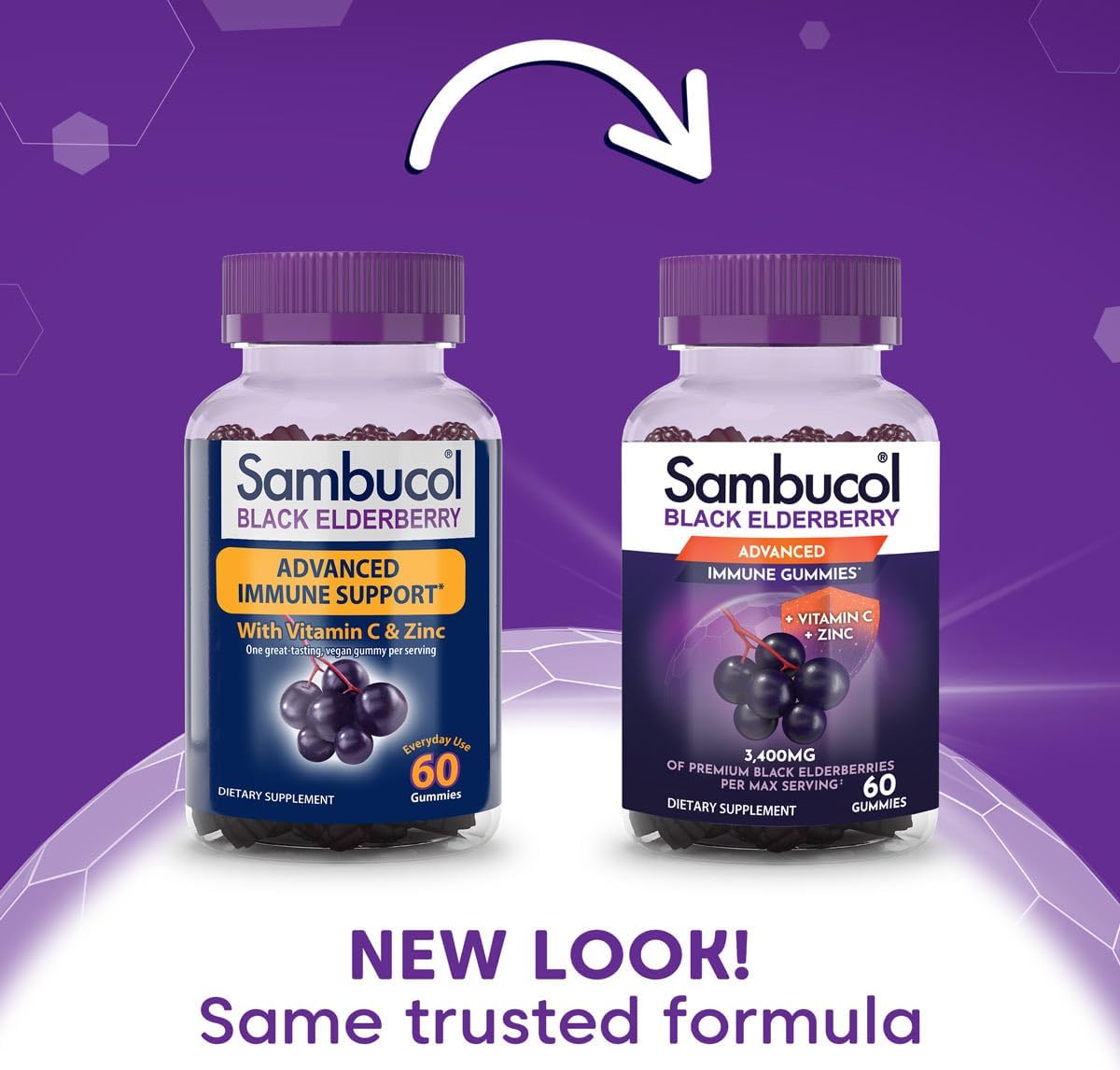 Sambucol Black Elderberry Gummies - Elderberry with Zinc and Vitamin C for Adults, Sambucus Elderberry Gummies, Immune Support Gummies - 60 Count