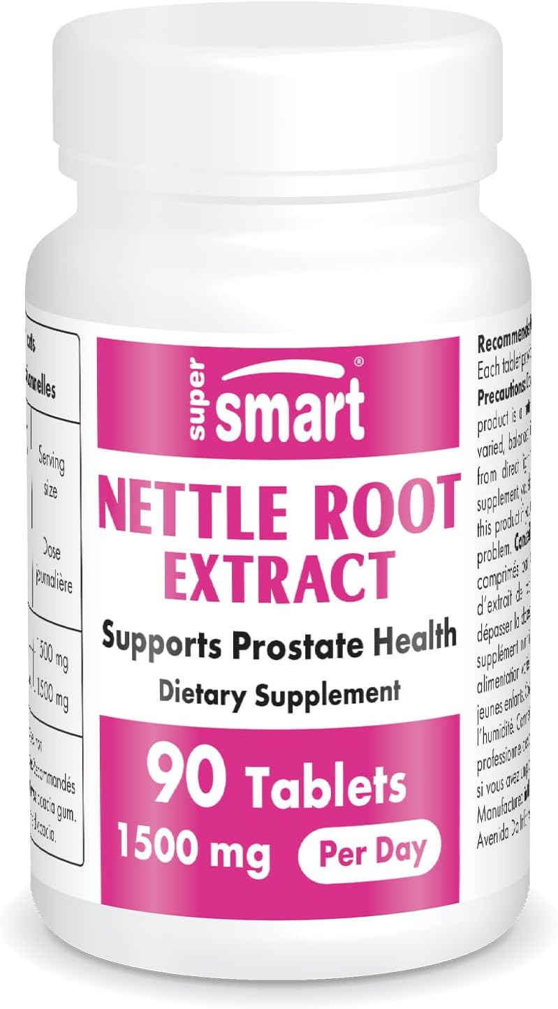 Supersmart - Nettle Root Extract 1500 mg Per Day - Extract of Stinging Nettle Root - Support Healthy Urinary Tract - Prostate Supplements for Men | Non-GMO - 90 Tablets.