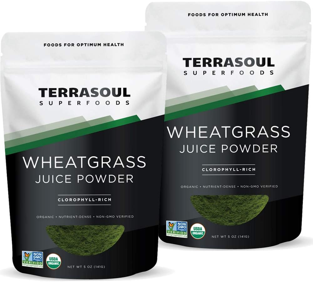 Terrasoul Superfoods Organic Wheat Grass Juice Powder, 10 Oz (2 Pack) - Grown in Utah, Made from Concentrated Juice, Superior to Wheatgrass