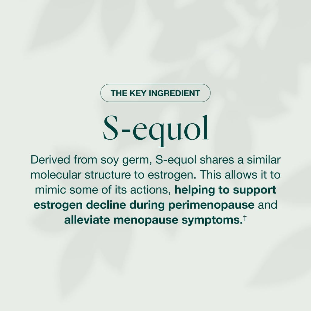 EQUELLE Multi-Symptom Perimenopause & Menopause Relief Relief from Hot Flashes, Muscle Aches & Supports More Sleep. Hormone-Free, Plant-Based S-Equol – 2 Month Supply (120 Tablets)