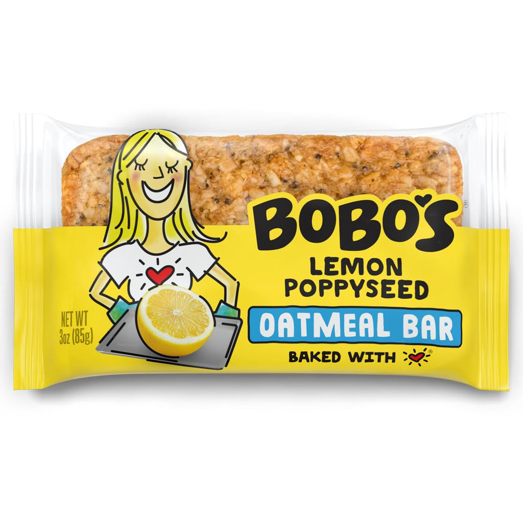 Bobo's Lemon Poppyseed Oat Bars, Gluten Free, Non-GMO, Whole Grain Oats, Pack of 12 | Snack Bars | On-the-Go | Made with Simple Ingredients