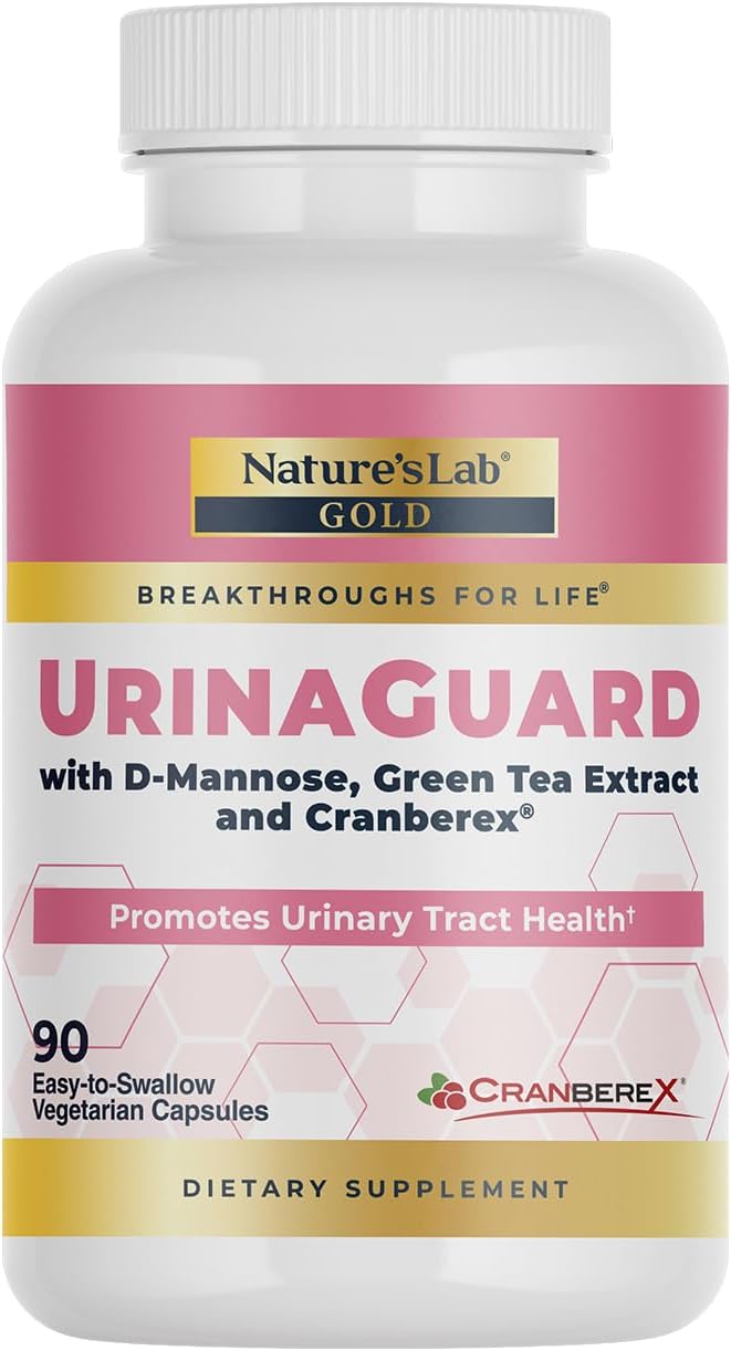Nature's Lab Gold UrinaGuard - Premium Urinary Tract Support with D-Mannose, Cranberry Extract & Green Tea - 90 Vegetarian Capsules for Women's Bladder Health