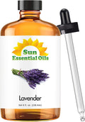 Sun Essential Oil - Lavender Essential Oil 8 oz (236 ml) with Dropper for Diffuser, Humidifier, Skin, Aromatherapy Massage, Scented for Soap & Candle Making at Home, Calming Aroma for Sleep