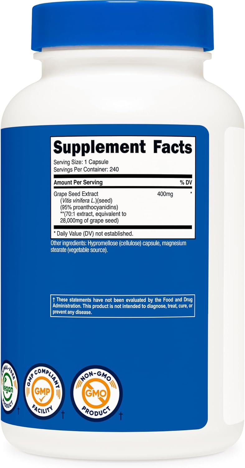 Nutricost Grape Seed Extract 28,000mg, 240 Capsule - Non-GMO, Gluten Free, Vegetarian Friendly