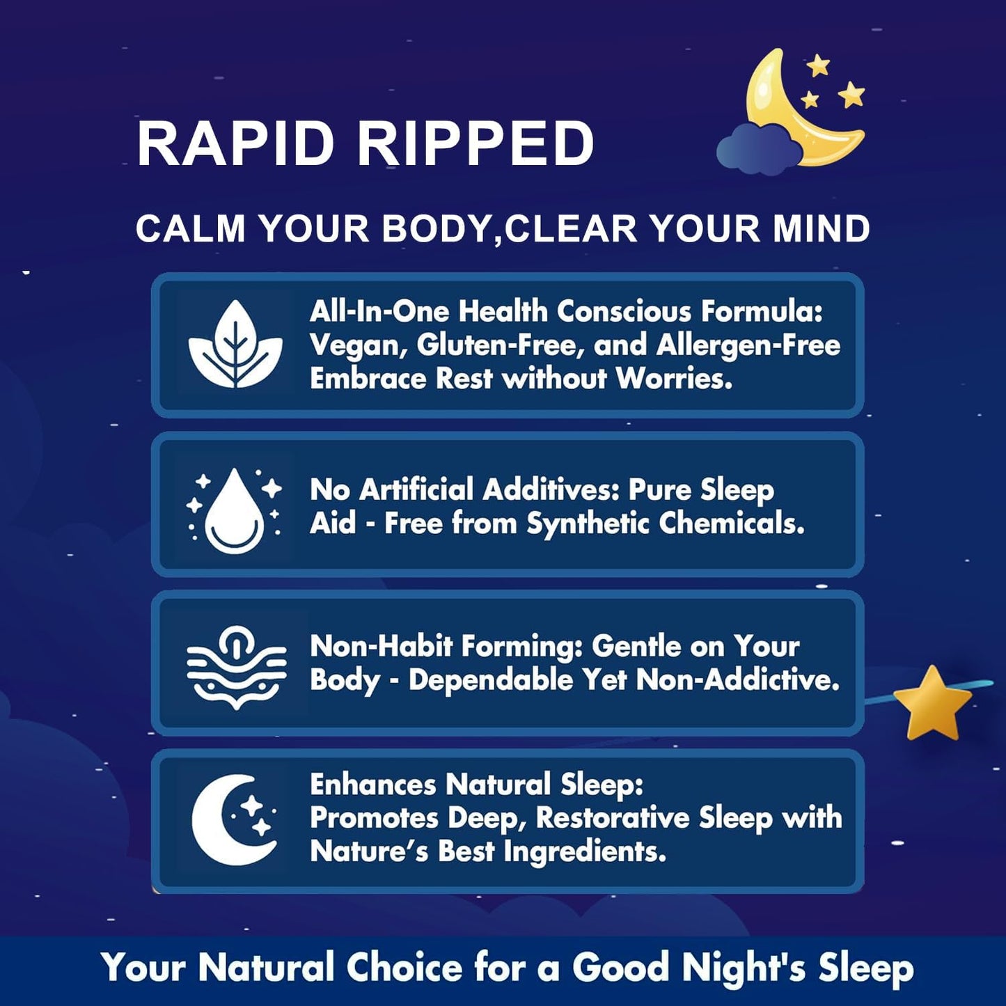 Natural Melatonin-Free Sleep Gummies 60 Gummies,Relax & Unwind Naturally