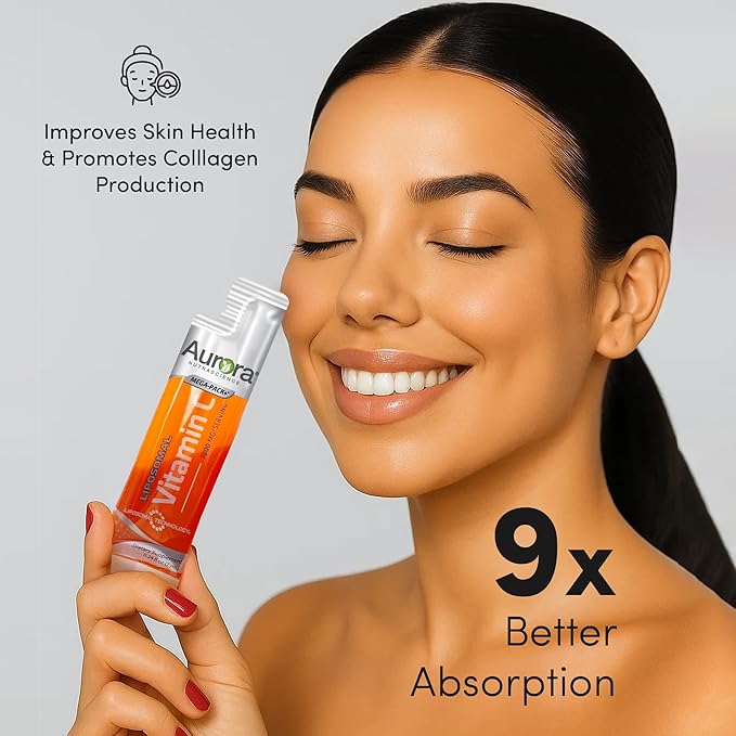 Vida Lifescience Aurora Nutrascience Mega-Pack Liposomal Vitamin C, Immune Support, 3,000 mg per Serving, Vegan, Gluten Free, Non-GMO, 32 Single Serve Packets, Orange
