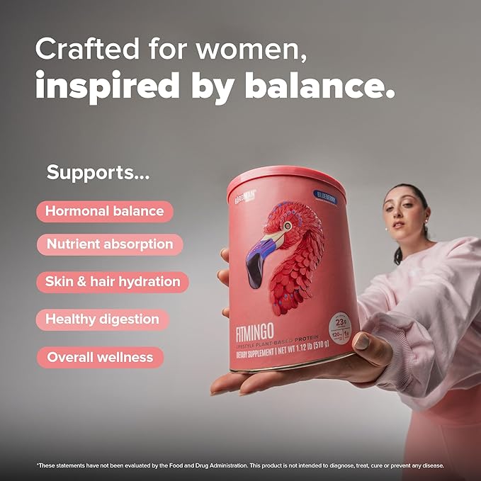 BIRDMAN Fitmingo Vegan Protein Powder with Inositol, Collagen Boosters, Hyaluronic Acid and Vitamins | Low Carb, Dairy Free, Lactose Free, Low Calorie | 23g Plant Based Vanilla Protein Powder