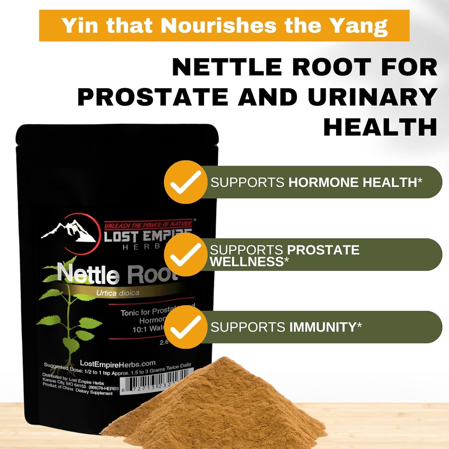 Stinging Nettle Root (Urtica Dioica) 10:1 Full-Spectrum Water Extract Powder Supplement for Men, Urinary Function (75 Grams)