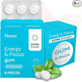 Neuro Energy & Focus Gum, Extra Strength - 100mg Natural Caffeine Gum & Nootropic Energy Supplement with L-Theanine & B Vitamins - Sugar Free, Vegan - Peppermint, 54ct