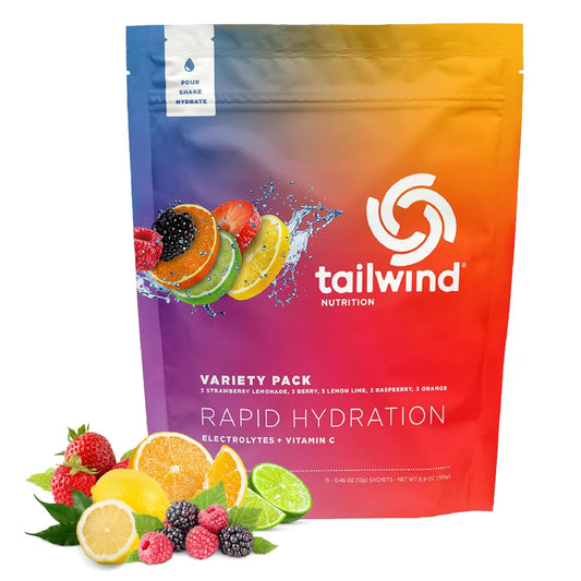 Tailwind Nutrition Rapid Hydration, Electrolyte & Hydration Powder, Vitamin C & Sea Salt Exercise Workout Mix, 5 Flavor Variety Pack, Pack of 15 Sticks