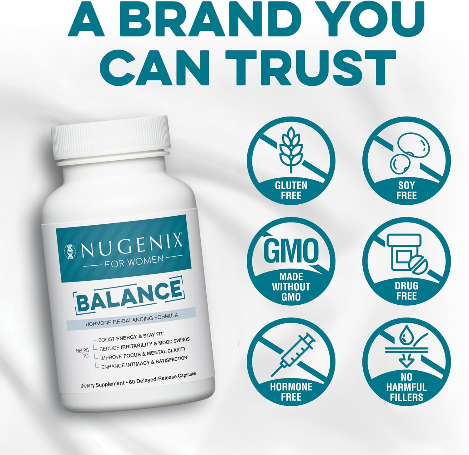 Nugenix for Women Balance - Hormone Balance for Women, Boost Energy, Improve Focus & Mental Clarity, Restore Hormonal Balance, Menopause, Ashwagandha KSM-66, Turmeric, Vitamin D, DIM, 60 Count