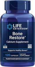 Life Extension Bone Restore Calcium Supplement, Vitamin D3, Magnesium, Boron, zinc, Manganese, Silicon, Helps Maintain Healthy Bone Density, Gluten-Free, Non-GMO, 120 Capsules