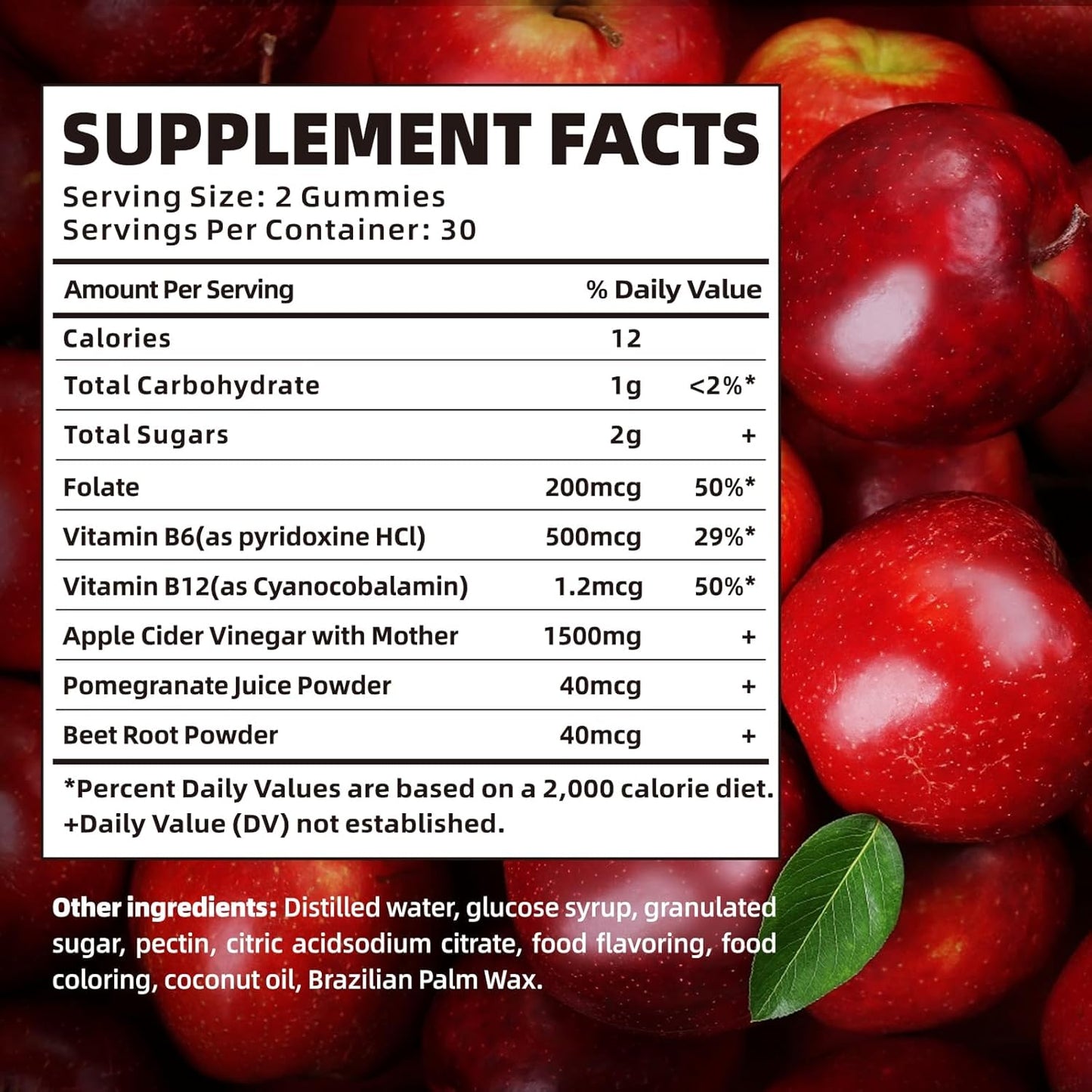 Apple Cider Vinegar Gummies with Mother – ACV Gummies with B Vitamins, Pomegranate & Beet Root – Daily Wellness & Digestive Balance – Vegan, Sugar-Free Supplement, 60 Ct