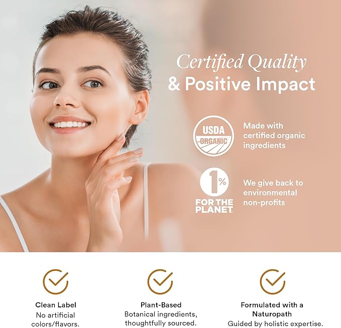 Organic Vegan Collagen Builder - Vitamin C, Trans-Resveratrol and Astaxanthin Supplement for Whole Body Collagen Support - Skin Elasticity, Hydration & Radiance - 60 Capsules