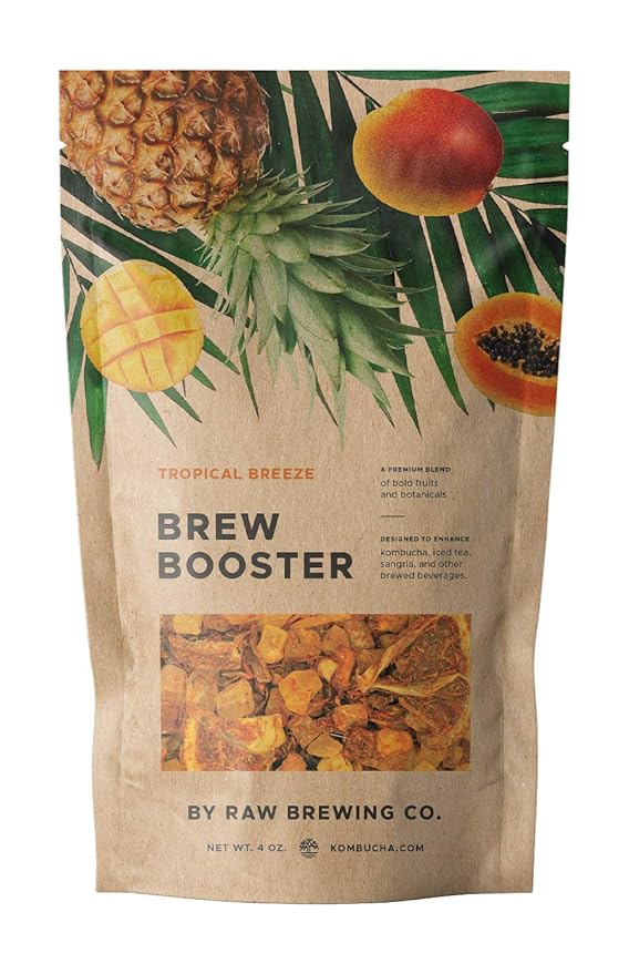 Kombucha.com Tropical Breeze BREW BOOSTER - Super Premium Pineapple, Mango, Papaya Blend w/ Botanicals for Creating Store Quality Kombucha, Flavored Iced Tea, Sangria, and More - All Natural, Loose Leaf, Caffeine Free, No Artificial Flavors, Immunity B...