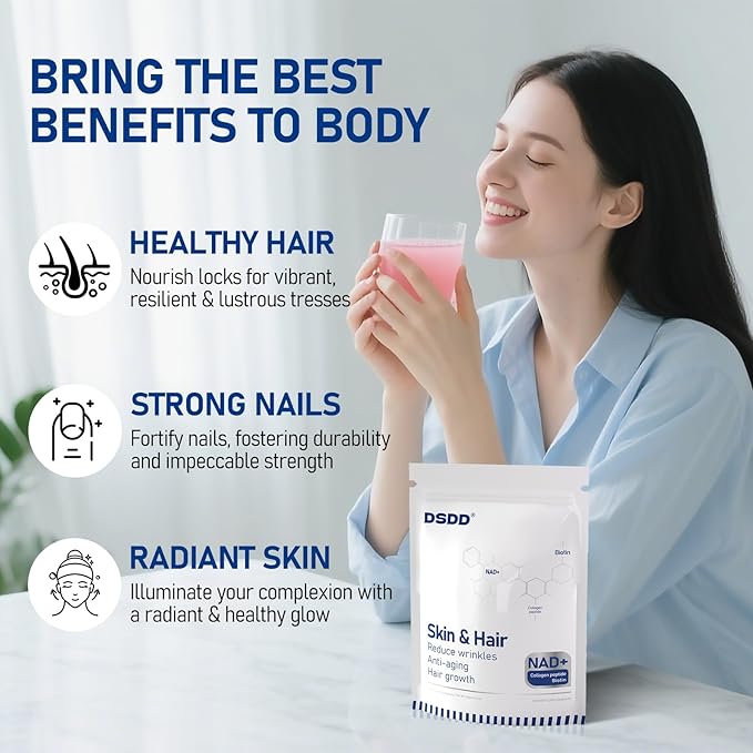 Biotin Supplement for Supports Thicker, Fuller Hair, Skin & Nails, Hair Growth Vitamins for Women and Men with 1000mg Biotin, 1000mg NAD, Collagen, Sodium Non-GMO, 40 Servings