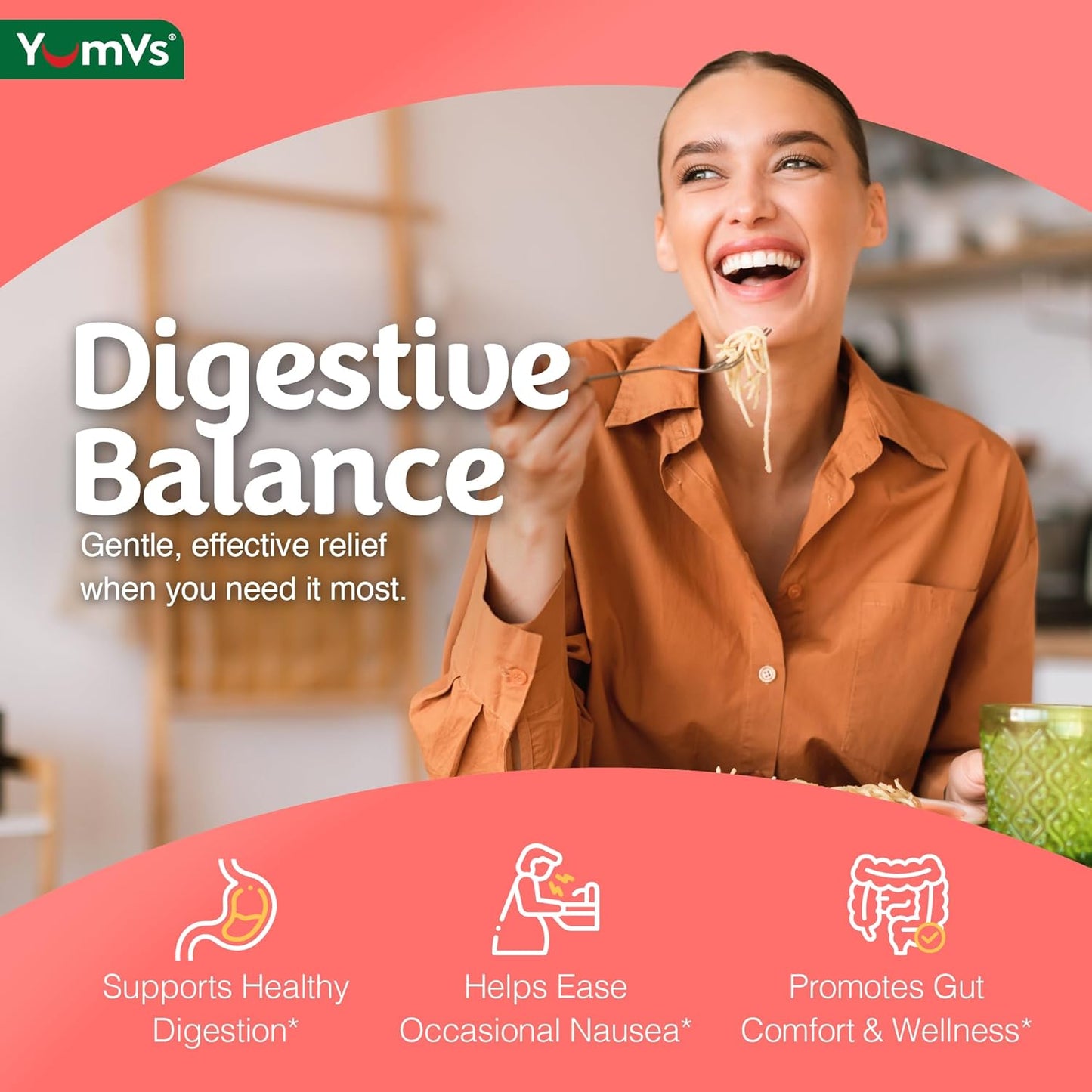 YumVs Ginger Gummies – 500 mg Ginger Root Extract – Peach Flavor, 60 Count – Natural Nausea Relief, Digestion & Immune Support – Ginger Supplement for Women & Men – Vegan, Non-GMO, Gelatin-Free