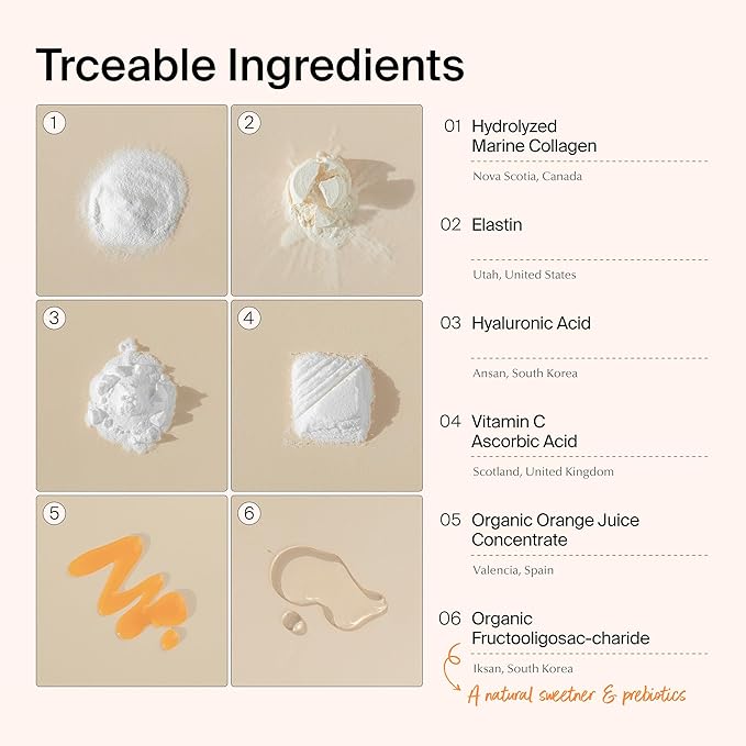 Ownist Triple Collagen Liquid Packets On-The-Go - Peptides with Hydrolyzed Marine Collagen, Elastin, Hyaluronic Acid and Vitamin for Healthy Skin - Orange Flavor - 14 Individual Stick Packs