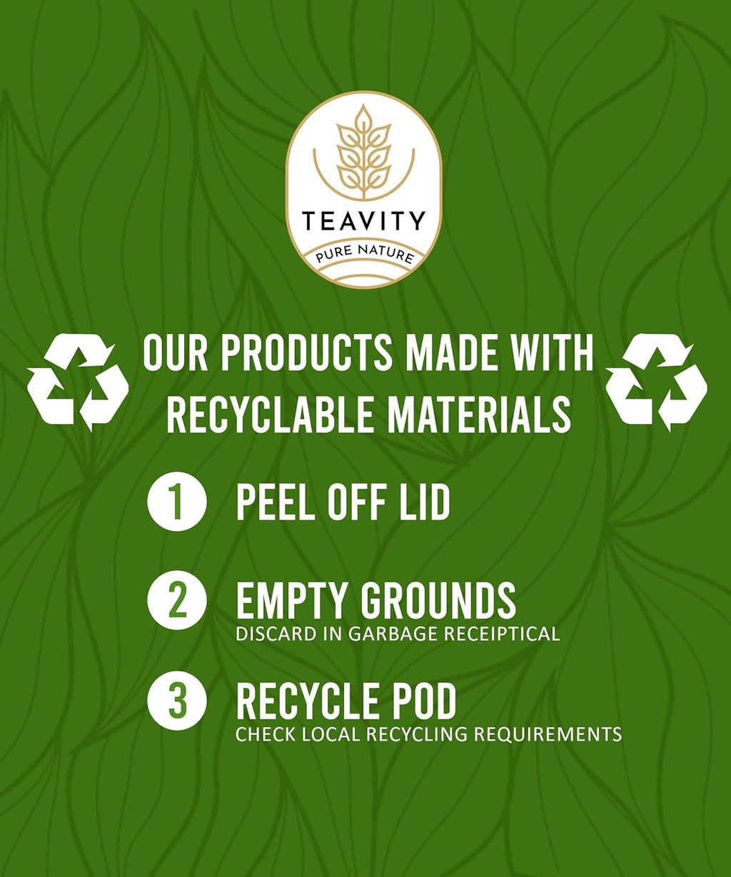 Organic Moringa Green Tea with Peppermint Tea Pods for Keurig - Naturally Caffeinated by Teavity (12 Tea Pods)