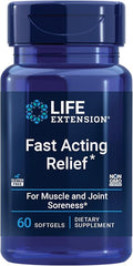 Life Extension Fast Acting Relief, Black Sesame Seeds, Turmeric, Boswellia, Joint Support Supplement, Quick Relief for discomfort in Bones, Joints & Muscles, Gluten-Free, Non-GMO, 60 softgels