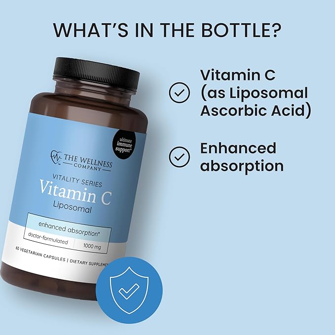 The Wellness Company Liposomal Vitamin C – Ultimate Absorption for Immune Support | 30ct (1 Month Supply)