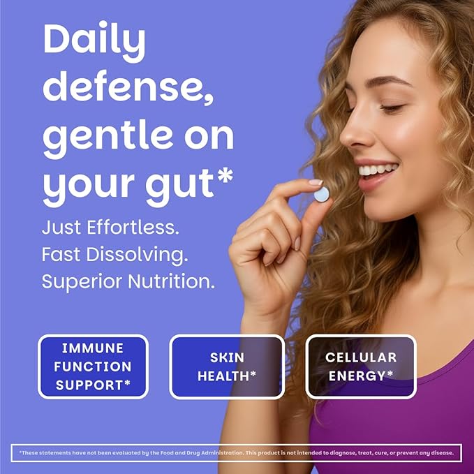EZ Melts Zinc - Supplement for Immune, Digestive & Skin Health Support - Non-GMO, Vegan & Gluten-Free - Blueberry Blast - 60 Dissolvable Tablets (60 Servings)