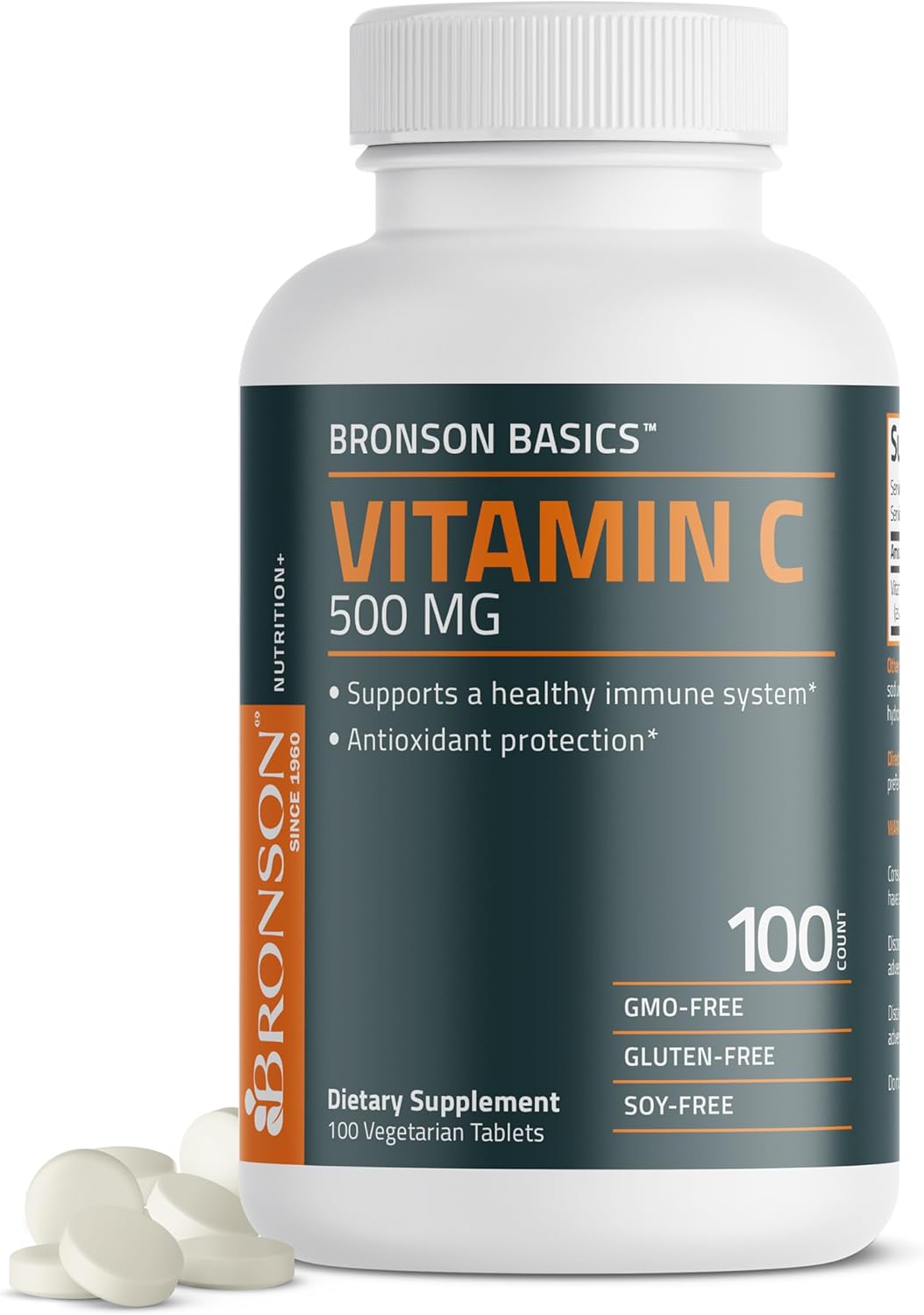 Bronson Vitamin C 500 MG Supports a Healthy Immune System & Antioxidant Protection, Non-GMO, 100 Vegetarian Tablets