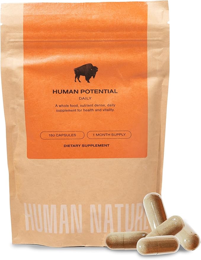 Human Nature Human Potential: Wild & Grass Fed Bison Organ Supplement with 150+ Nutrients for Energy, Focus, Vitality & Immune Support