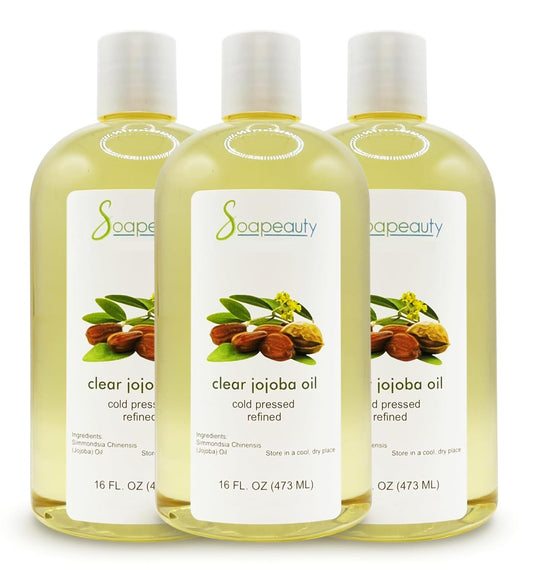 Soapeauty Clear Jojoba Oil | 100% Pure & Natural | Refined, Cold Pressed, Hexane Free | Moisturizing Oil for Skin, Face, Hair & Nails | 48 fl oz (3 * 16 fl oz)