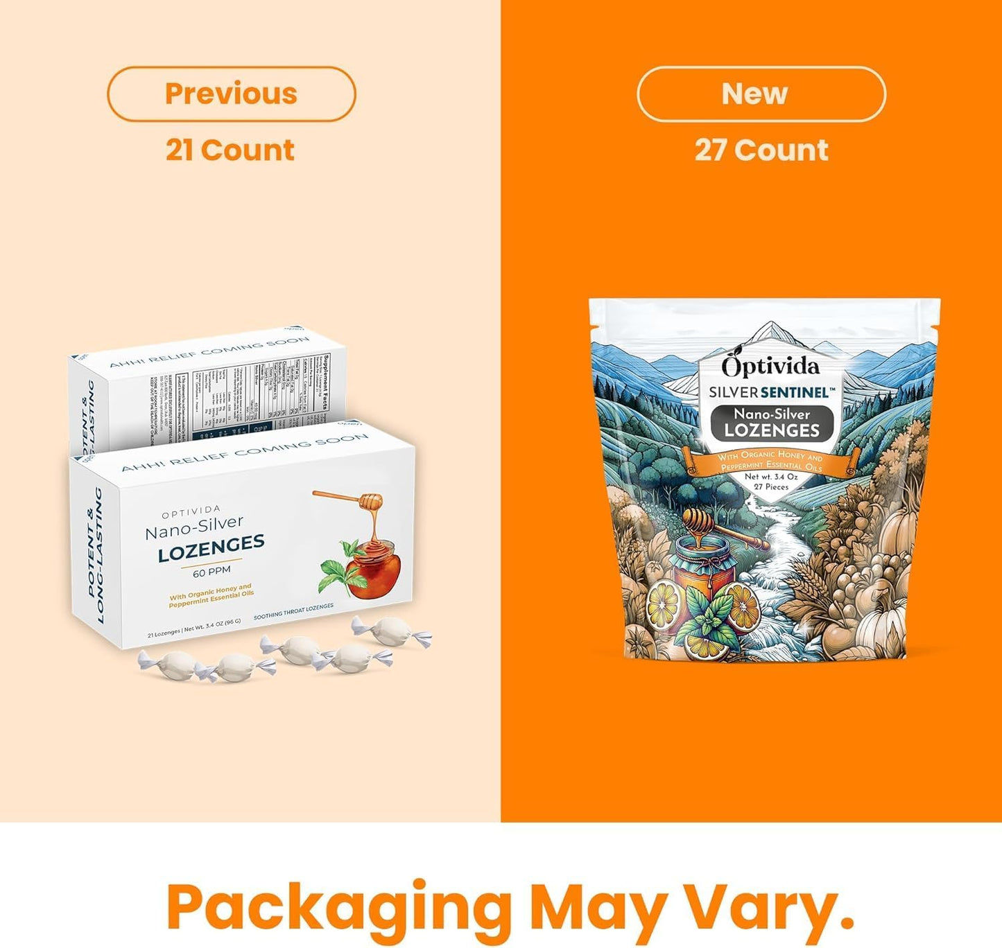 OPTIVIDA Health Colloidal Silver Lozenges with Honey & Lemon Oil (1 Pack) - Soothing Sore Throat Lozenges for Adults with Cough Relief & Fast-Acting Nano Silver Formula for Immune Support, 60 Ppm