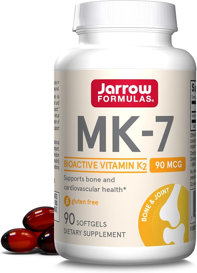 Jarrow Formulas MK-7 90 mcg - Bioactive Form of Vitamin K2-90 Servings (Softgels) - for Bone & Cardiovascular Health - Vitamin K2 MK-7 Dietary Supplement - Gluten Free