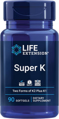 Life Extension Super K, Vitamin K1, Vitamin K2 mk-7, Vitamin K2 mk-4, Heart Health, arterial Health, Calcium Balance, 3-Month Supply, Gluten-Free, 1 Daily, Non-GMO, 90 softgels