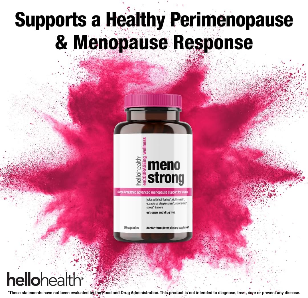 Menopause Supplements for Women – Meno Strong Perimenopause Supplement for Night Sweats Relief, Sleeplessness, Mood Swings, Natural Hormone Balance, Stress, Hot Flashes Menopause Relief - 60 Capsules