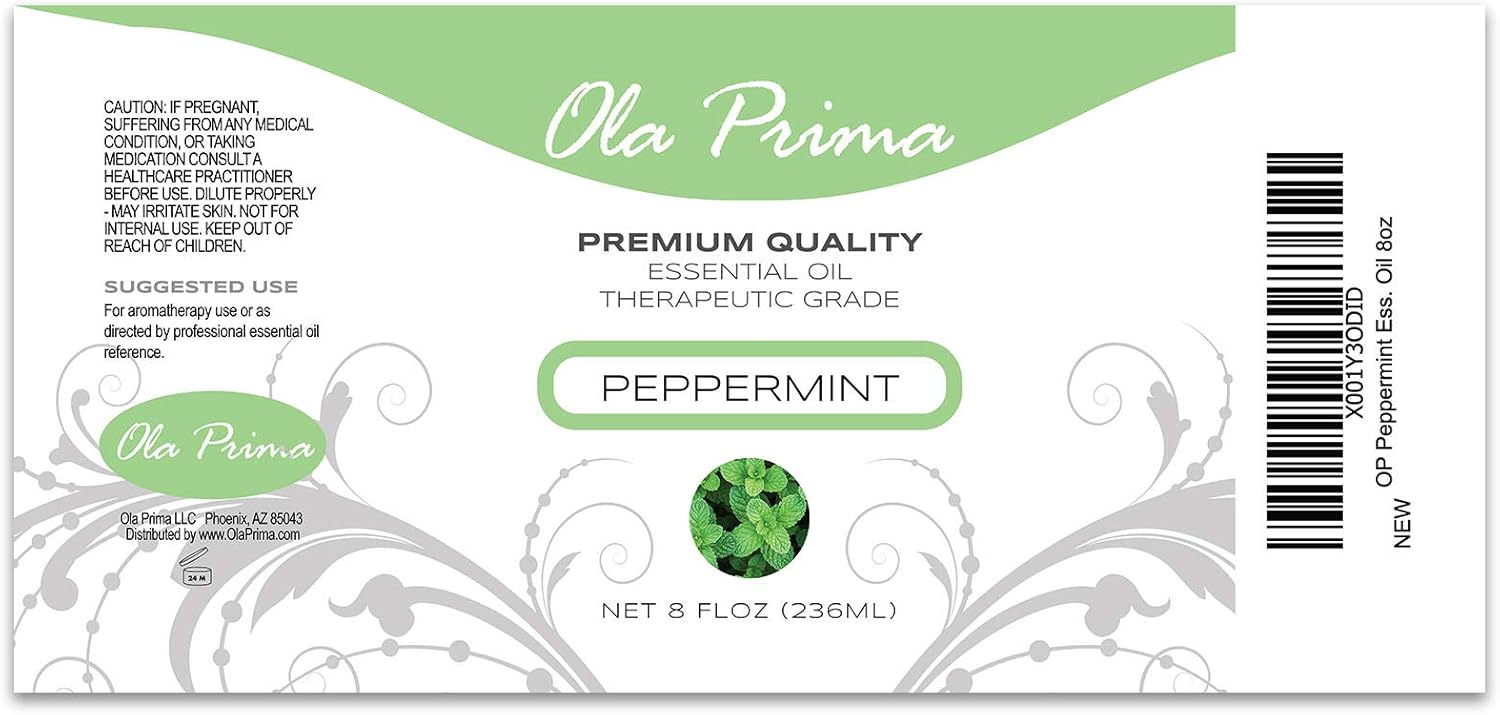 Ola Prima Therapeutic Grade Peppermint Essential Oil - 8 Fluid Ounces