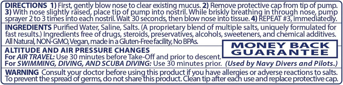 Pressureze All Natural Preservative-Free Sterile Nasal Spray for Children - Fast Relief Nasal Spray - for Sinus Allergies & Congestion |130 Sprays, 18 ml (Pack of 3)