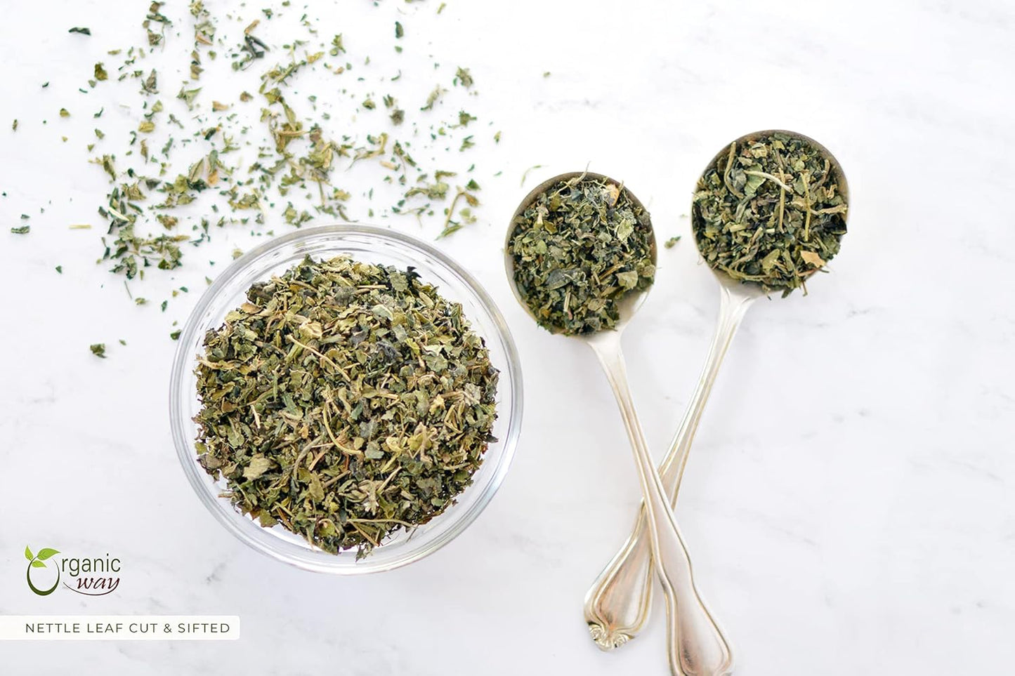 Organic Way Stinging Nettle Leaf Cut & Sifted (Urtica dioica) Herbal Tea - European Wild-Harvest | Kosher Certified | Vegan, Non GMO & Gluten Free | USDA Certified | Origin - Albania (4 Oz)