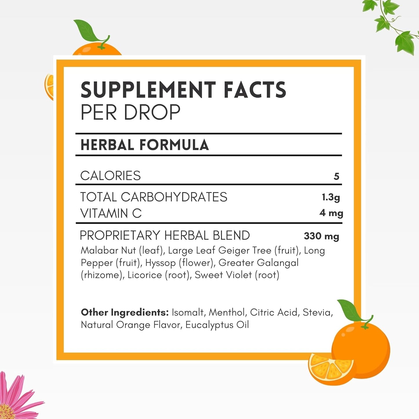 HERBION Naturals Cough Drops, Sugar Free with Stevia, Dietary Supplement, Soothes Cough, for Adults & Children Over 6 Years, 25 Count, Orange, Pack of 1