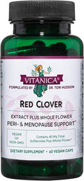 Vitanica Red Clover Blossom and Leaf Extract 500mg with 8% Isoflavones, Plus 175mg Blossoms, Menopause Relief Support for Women, 2 Month Supply, Non-GMO, Gluten Free, Vegan Supplement, 60 Capsules