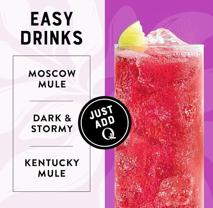 Q HIBISCUS GINGER BEER with Real Ginger, Hibiscus, & Organic Agave - Cocktails & Mocktails - Real Ingredients, Perfectly Carbonated & Less Sweet - 80 Calories per Can - 7.5 Fl Oz Cans (Pack of 24)