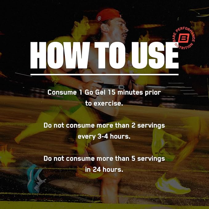 BARE PERFORMANCE NUTRITION, BPN Go Gel Endurance, 24g of Carbohydrates & 100 Calories per Pack, Vegan + Gluten Free Running Gel, 10 Single-Serving Packs, Caffeinated Apple Cinnamon