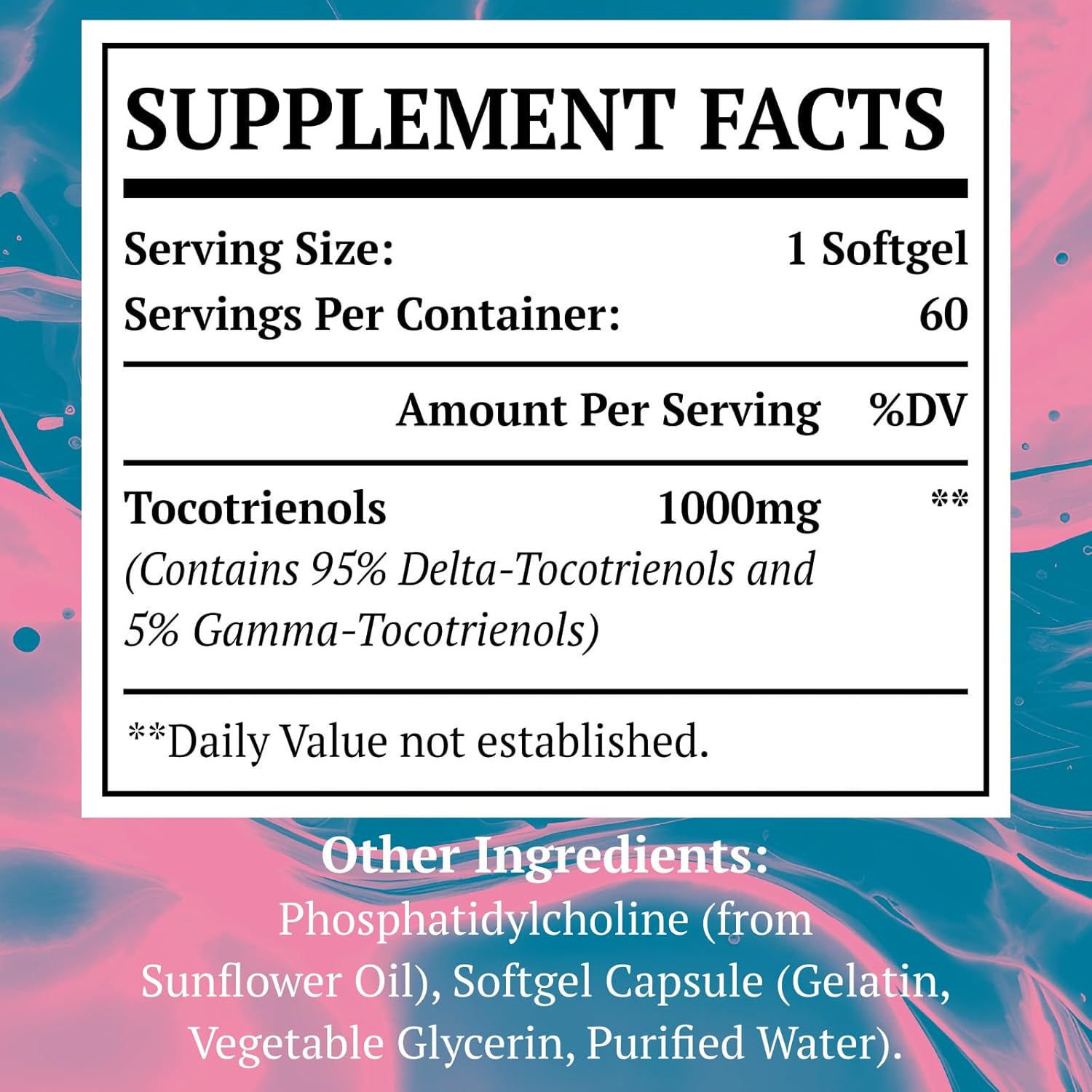 Liposomal Tocotrienols Supplement 1000mg, Vitamin E, Advanced Formula with 95% Delta-Tocotrienols & 5% Gamma-Tocotrienols - 60 Softgels (2 Bottles)